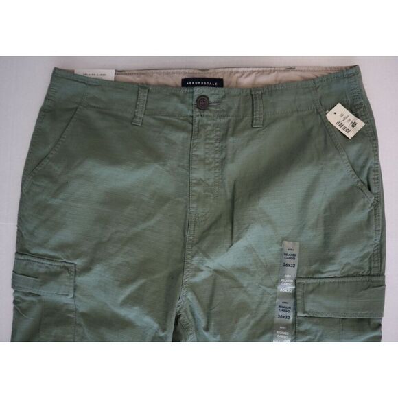 Aeropostale LXSFBA195 Men's Sz 36x32 Green Relaxed Ripstop Utility Cargo Pants - Picture 6 of 10